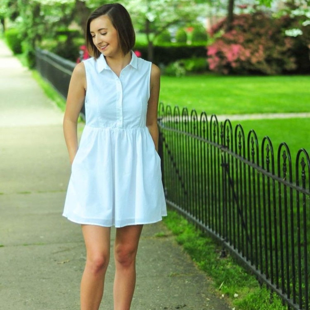TOBI White Button Down Dress